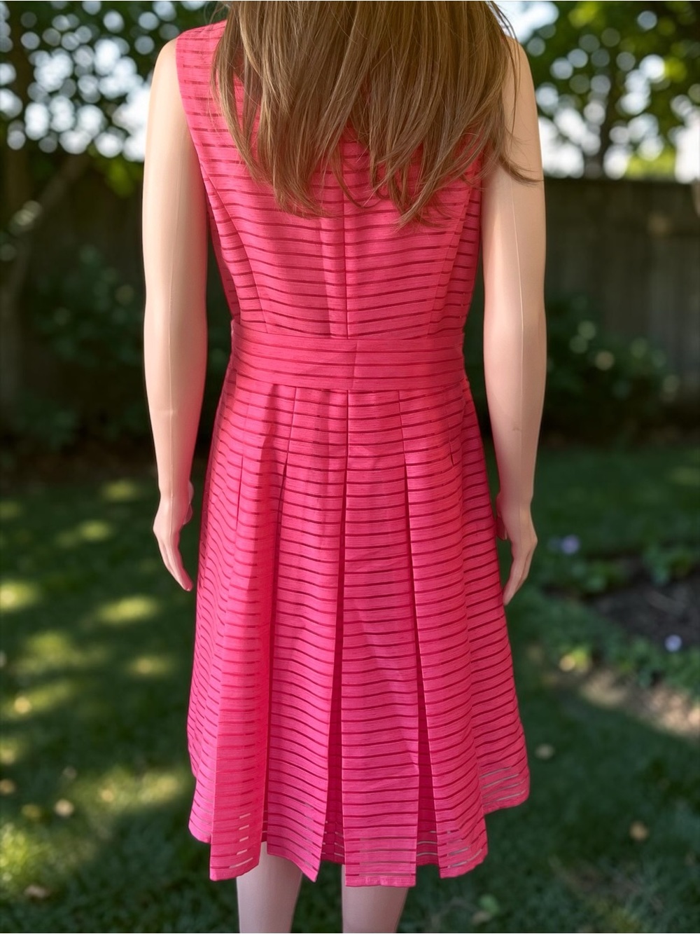 Tommy Hilfiger Pink Coral Fit & Flare Dress Size 6 Belted Lined - Picture 6 of 10